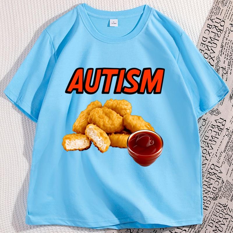 

Funny Autism Chicken T Shirt I Love Nuggets TShirt Casual Cotton Short Sleeve Round Neck Tee Shirt Streetwear Mens Clothing 4XL