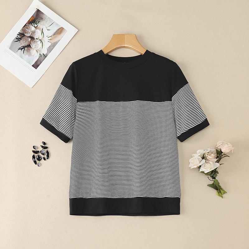 

ZANZEA Women Casual Round Neck Stripe Short Sleeve T-Shirts M чёрный