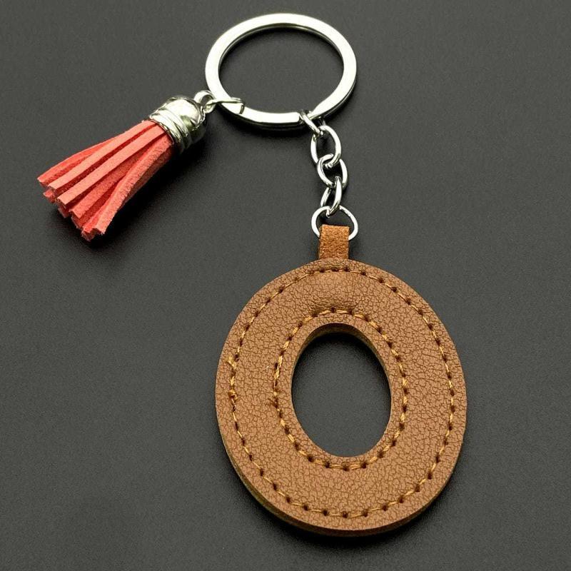 26 Initial English Letter Pu Leather Tassel Pendant Key Chain Bag Charm Women Birthday Gift