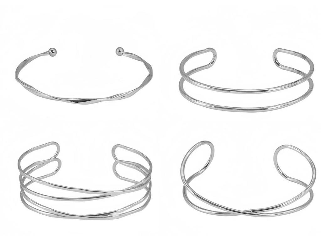 Geometric Open Metal Bangle Set: European & American Style Hand Jewelry
