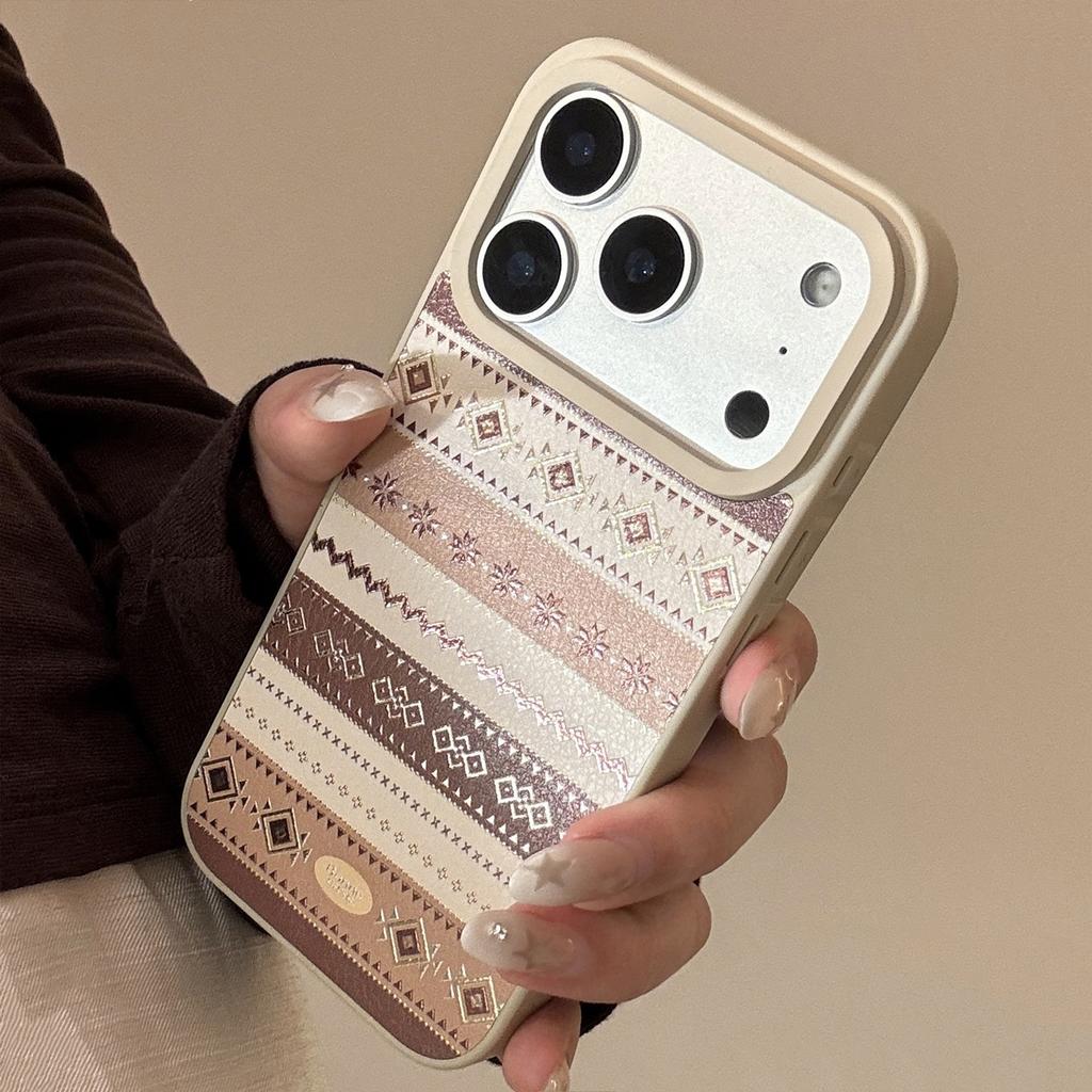 Vergoldetes Leder für Apple 17promax Handyhülle 16 für IPhone 15 Personalisierte braune Textur 13 für Huawei für Samsung