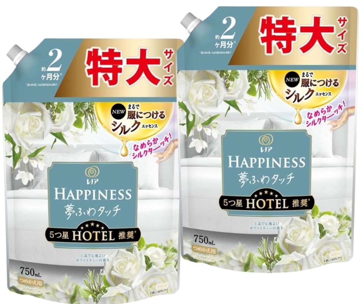 

Lenor Happiness Fabric Softener, Dreamy Touch, White Tea Scent, Refill, Extra Large, 750ml x 2-Pack