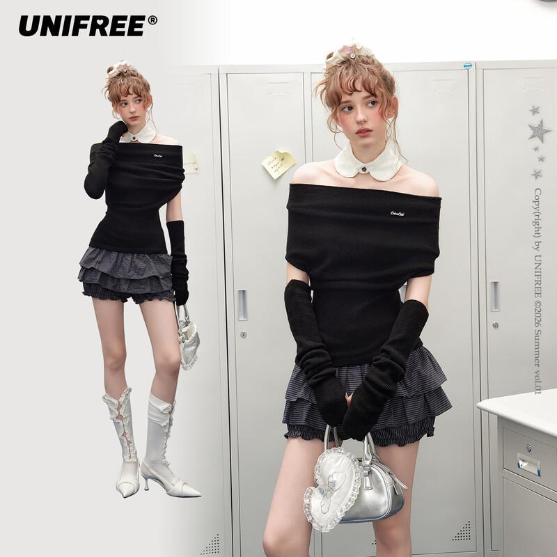 UNIFREE Women s Off-Shoulder Knit Top with Arm Warmers One Size