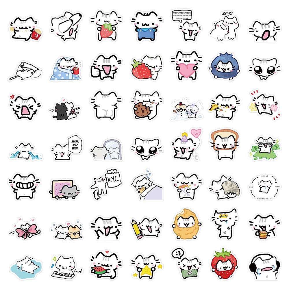 70 Sheets Kitten Stickers: Cute Cat Memes & Realistic Internet-Famous Cats Collection