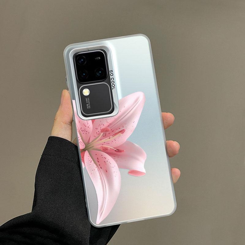 For Samsung Galaxy S21 S23 S24 FE S25 S24 S23 S22 Ultra Plus Laser Phone Case Realistic Lily Flower Print Shockproof Back Covers