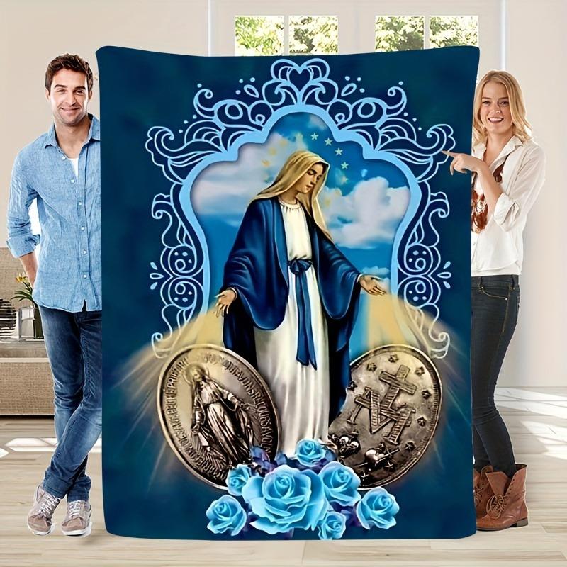 

Virgin Mary Our Lady of Guadalupe Flannel Throw Blanket Warm Cozy Furry Soft Gift for Mom Sofa Bedding Living Room Blankets 30x40in