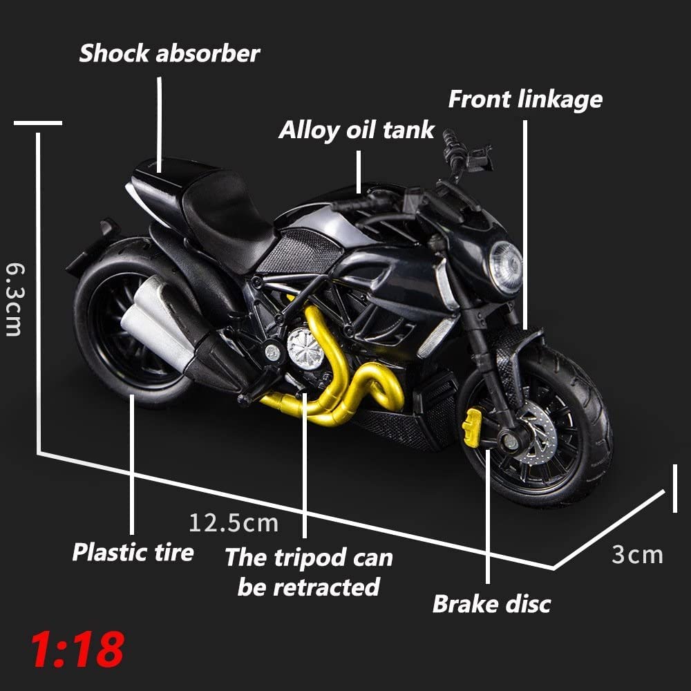 La scară 1/18 Devil Diecast Model de motocicletă de jucărie pentru copii, copii mici, băieți, fete, colecție de cadouri