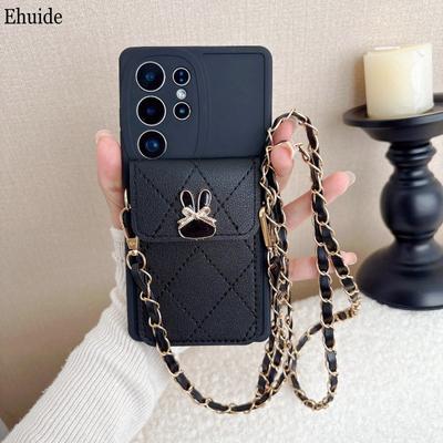 Rabbit Case for Samsung Galaxy S25 Ultra S20 S21 S22 S23 FE S24 S26 Plus Cute Wallet Bag Crossbody Leather Lanyard Strap Cover