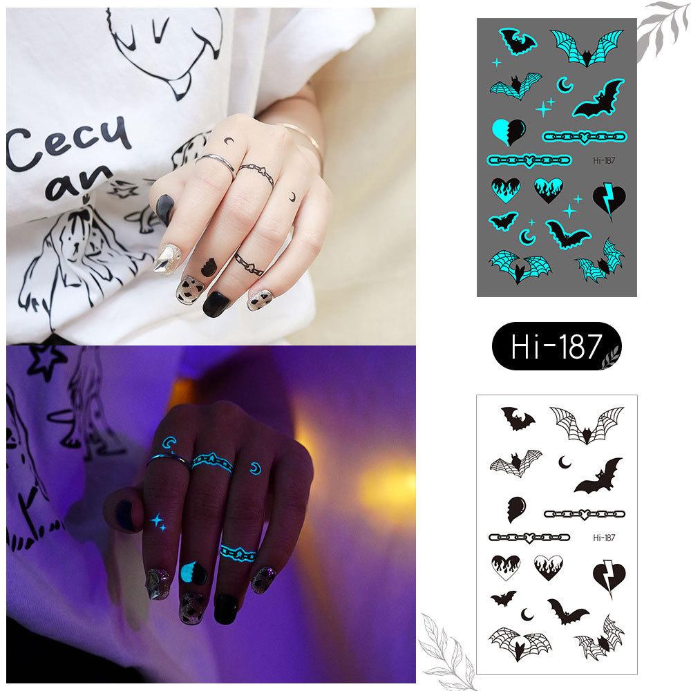 Ricalon Blue Luminous Love Couple Finger Tattoo Stickers