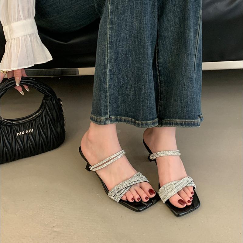 Temperament open-toed high heels sandals women's summer niche square head with skirt sandals