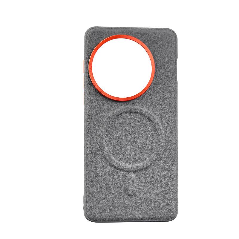 OnePlus 13 13T Magnetic Attraction Plain Leather Case for One Plus 13R Ace 5 Pro Lens Hardware Large Hole Protection Phone Cover