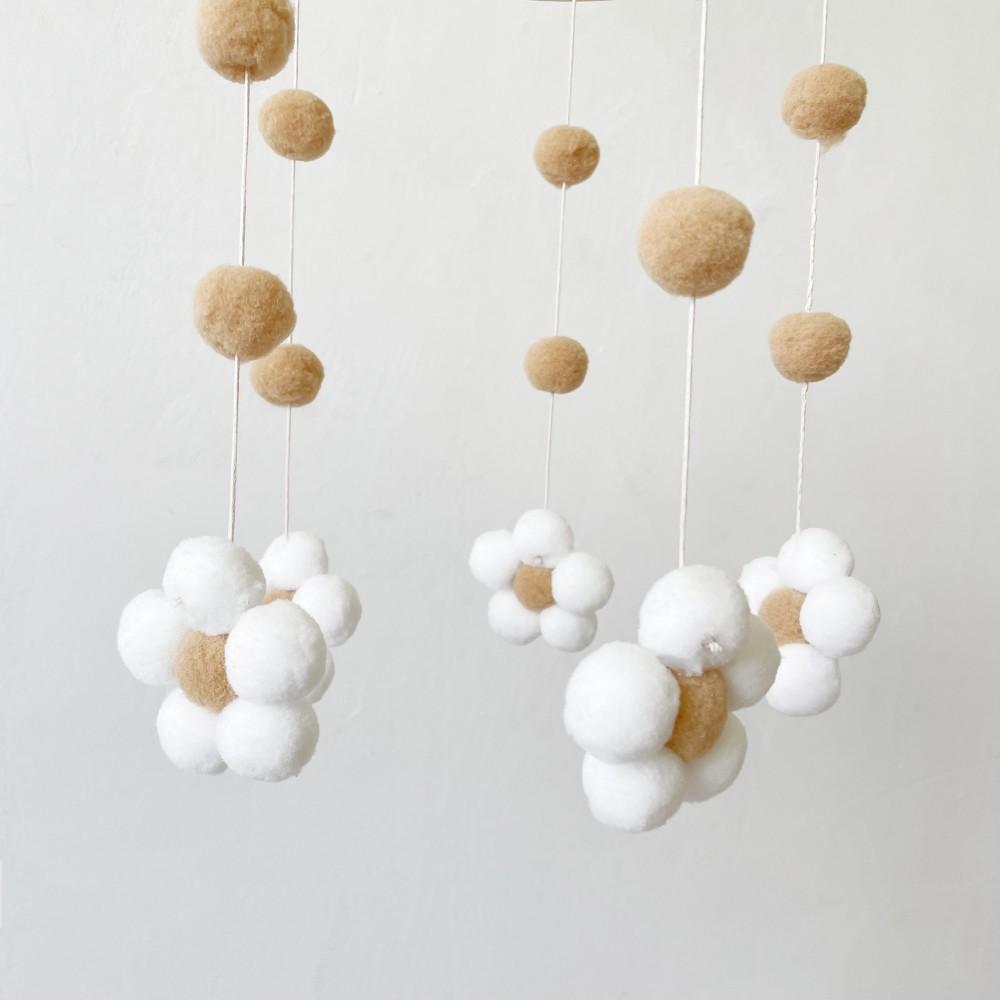 Nordic Retro Style Hairball Flower Wind Chime Bed Bell Baby Room Children's Room Children's Clothing Store Wind Chime Decoration