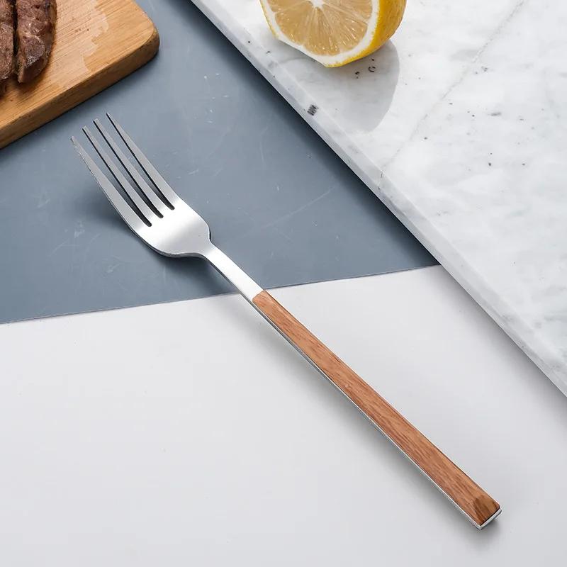 Stainless Steel Dinnerware Sets Steak Knife/fork/spoon with Wooden Handle Tableware Cutlury Set Kichen Accessories