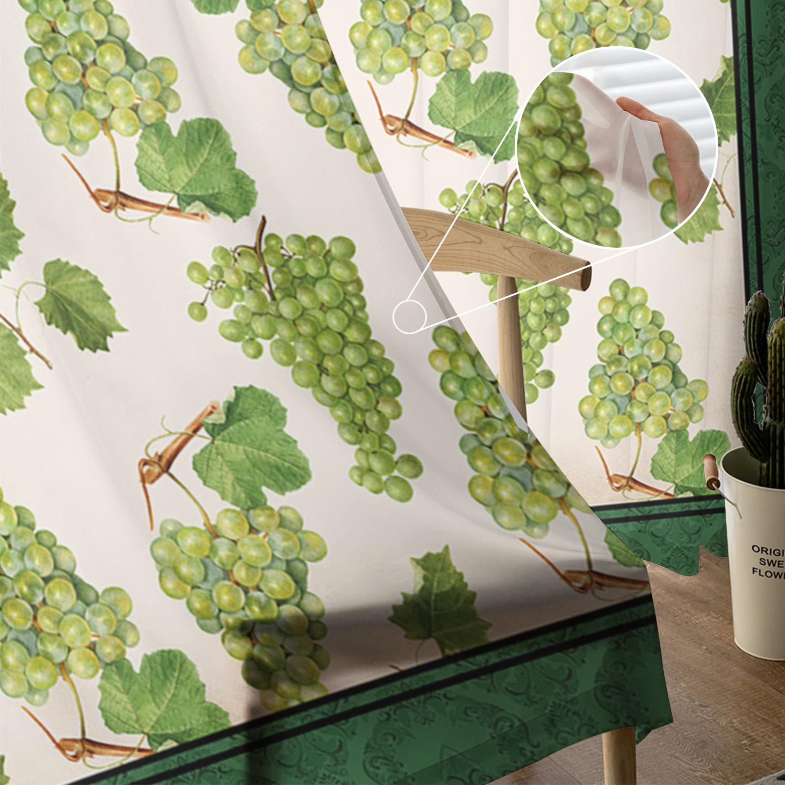 Винтажные текстурированные растения фрукты виноград вуаль прозрачные шторы гостиная окно — фото 5