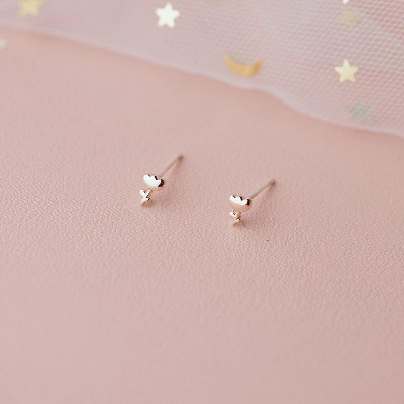 Mini Rose Flower Tulip Earrings Mini Small Student Free-Earring Forest System Fresh and Trendy