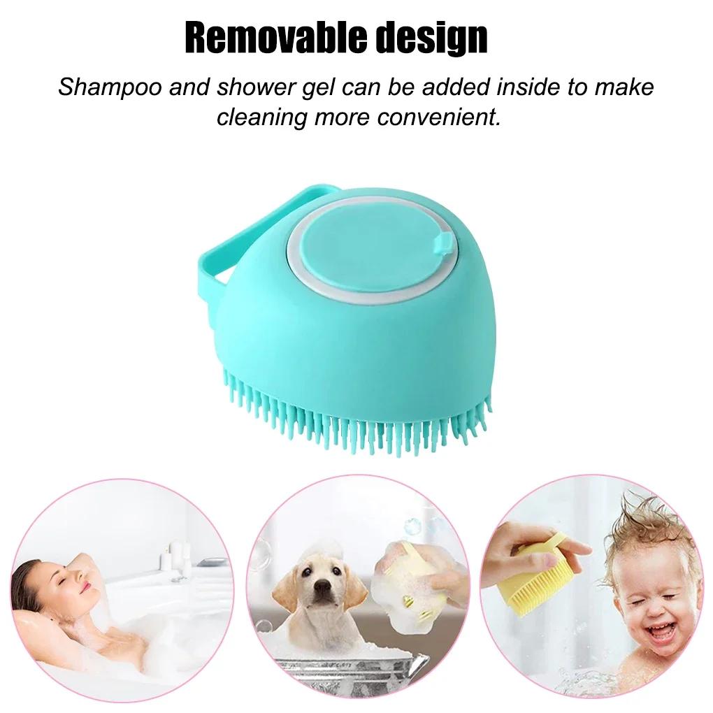 Silicone Pet Bath Massage Gloves Brush Puppy Big Dog Cat Bath Body Brush Shower Scrubber With Gel Dispenser Soft Massager Shower