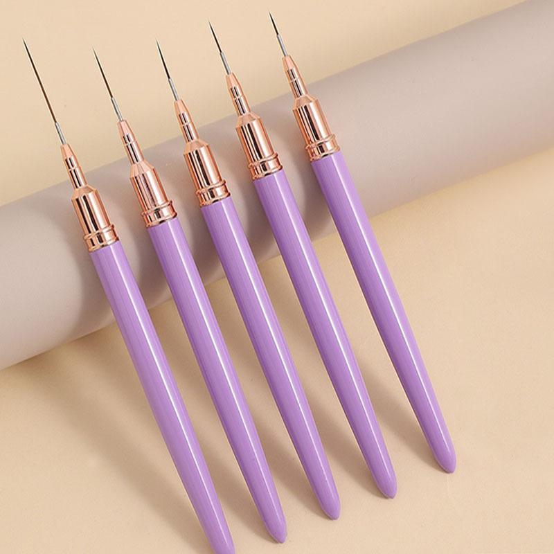 5 Pcs Nail Art Brush Pens for Gel Polish (4/8/12/20/25 Mm) Suitable for Long Nails, Precision Nail Art Brushes, Manicurists and Beginners