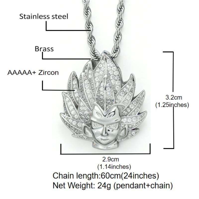 Hip Hop Style Copper Set with Zircon Wukong Pendant Fried Dough Twists Chain European and American Personality Men's Necklace Hip Hop Jewelry