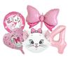 5pcs Marie Cat Bow Balloons Pink Girls Birthday Party Balloons Decoration Cartoon Marie Cat Animal Pet Balloon Baby Shower Decor