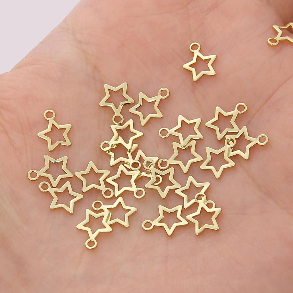 10pcs 6mm Brass Tiny Star Charms for Earring Bracelet DIY Jewelry Findings Making