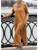 Solid Color Round Neck Loose Lace Plus Size Knitted Pullover Dress