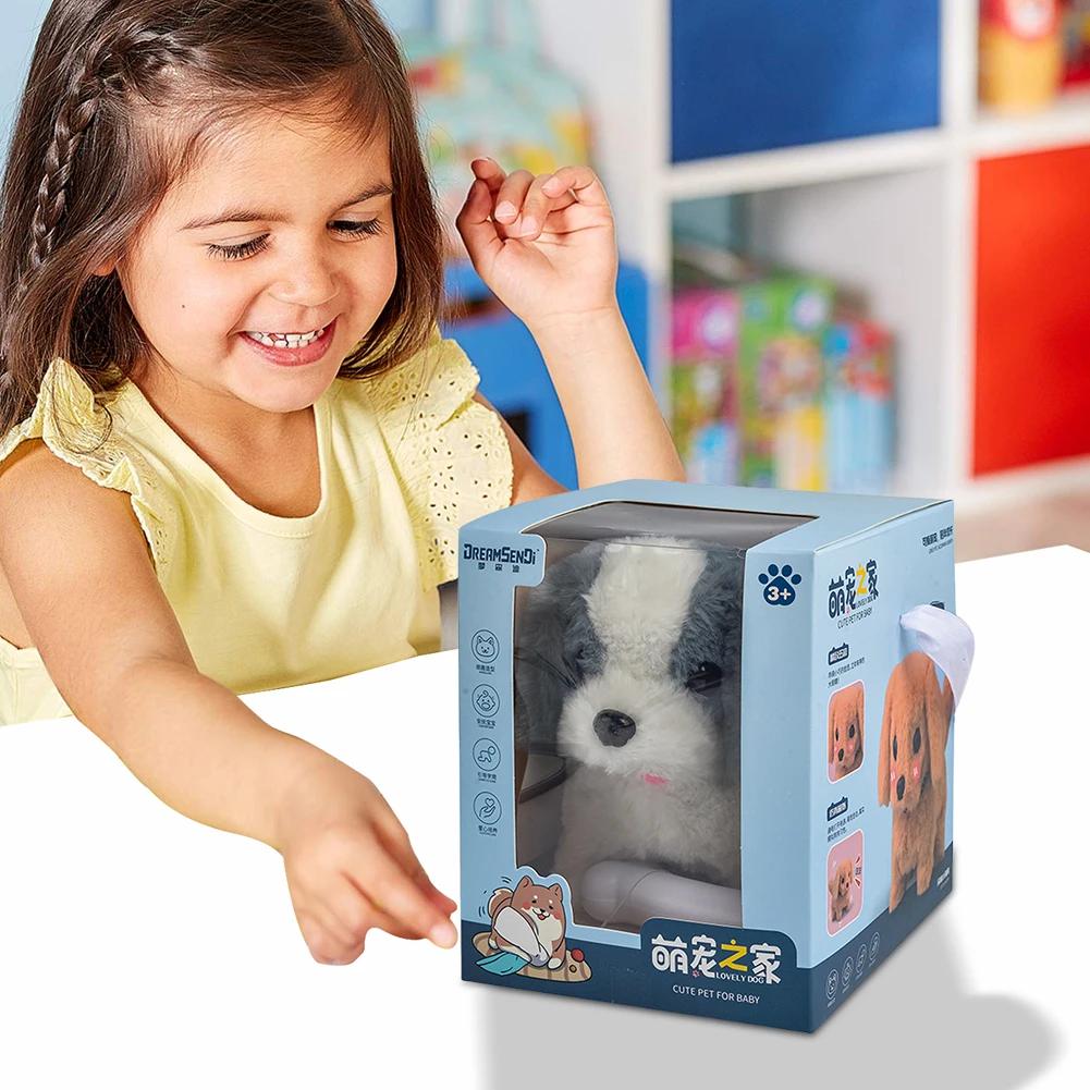 Cão robô eletrônico, brinquedo realista que age como um cachorrinho de verdade, brinquedo de pelúcia para cachorro, animal de pelúcia operado por bateria, para meninas e meninos