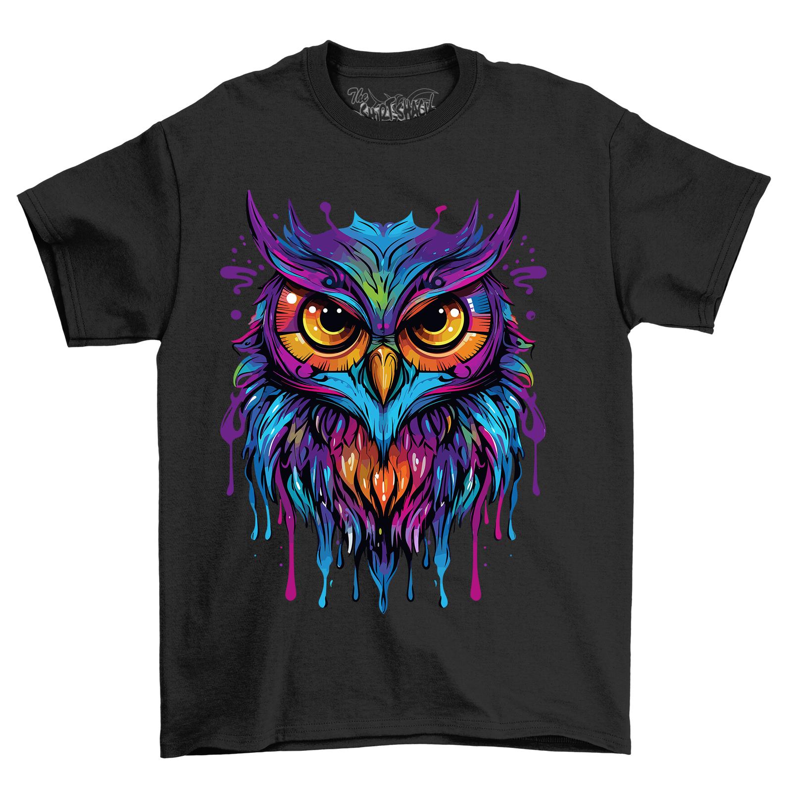 Owl Paint Drip Design T-Shirt Mens Womens Tees Top - Hootifully Funny! Funny T-Shirt Mens Womens Tees Top, Unisex Printed 2XL