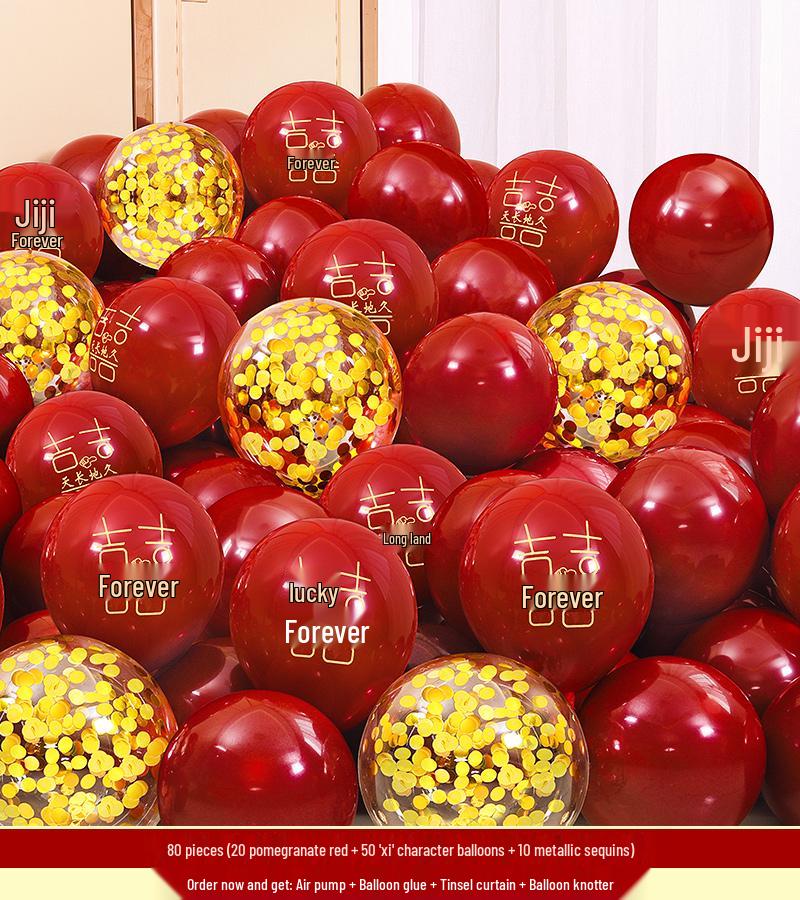 Red Wedding Balloons: Romantic Bedroom & Living Room Decor, Photo Props, Wedding Scene Setup
