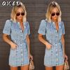 Fashion Summer Spring Solid Color Print Short Sleeve POLO Neck Casual Dresses