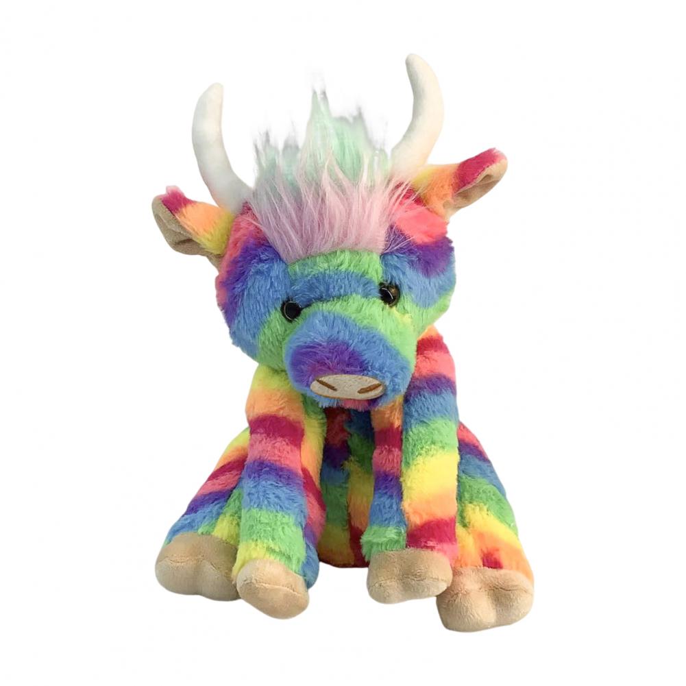 Realistic Highland Cow Toy Highland Cow Plushie with Music Rainbow Highland Cow Plush Toy with Music Movable Joints for Kids