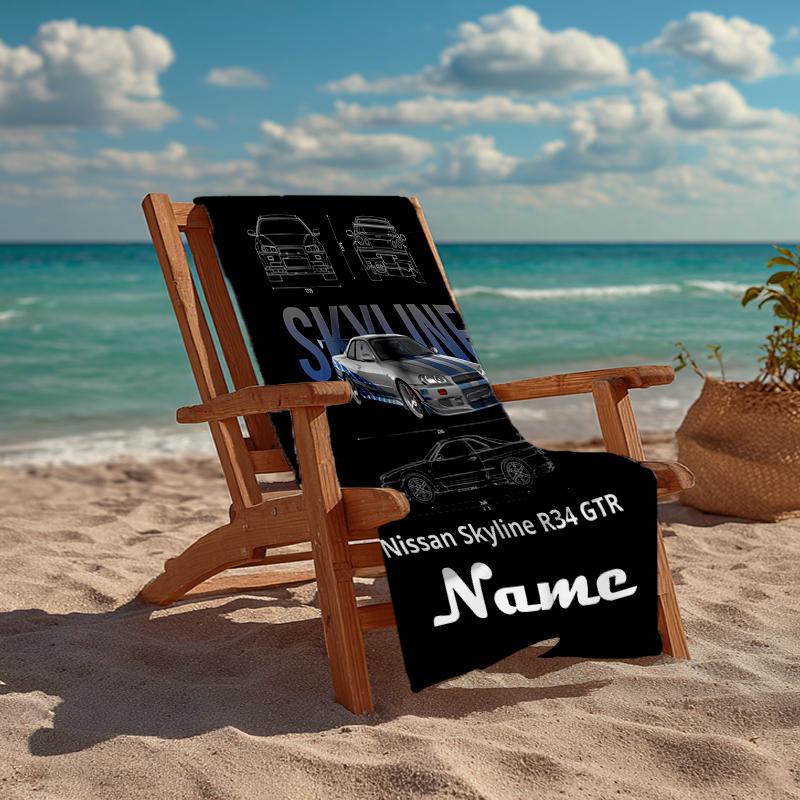 Custom Name Ultra-Soft Beach Towel with Racing Theme,Ideal for Pool - Camping, Diving - Perfect Travel Essential, Vibrant Beach Towel.