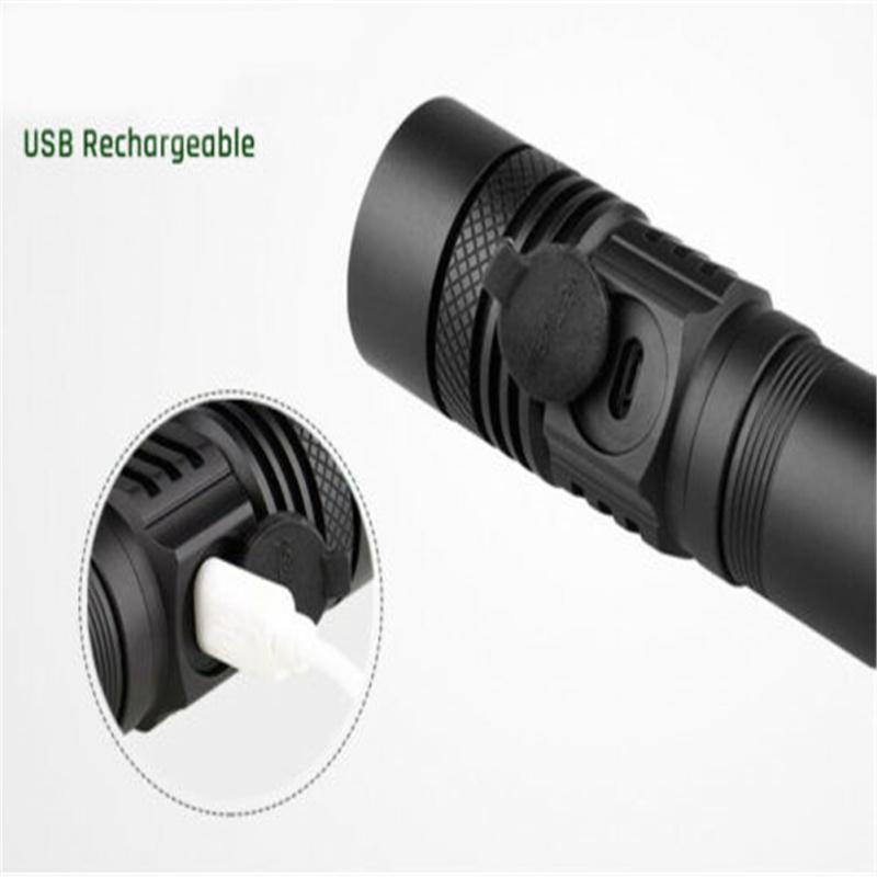 Powerful  Led  Flashlight Usb Rechargeable Zoom Torch T6 Handheld Lamp Flash Light For Camping