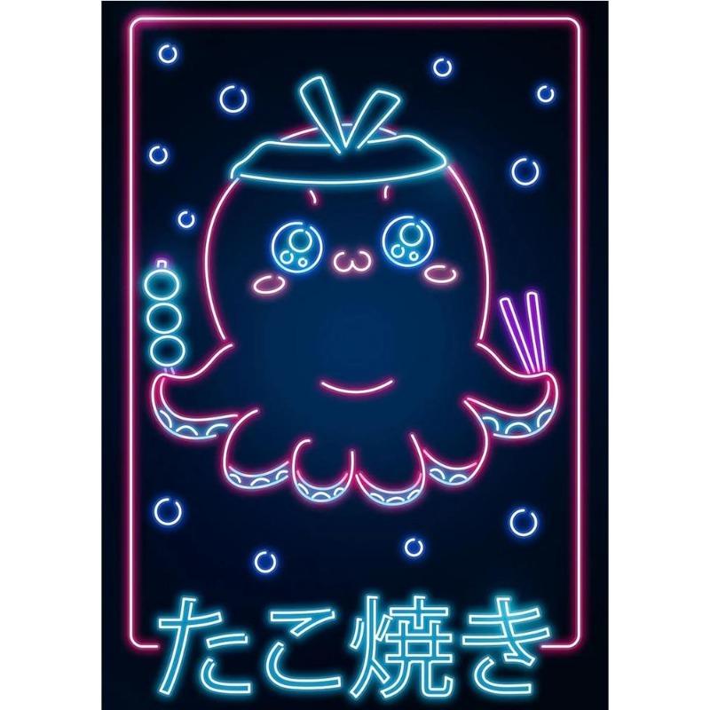 Neon Design, Japanese Wave, Ramen, Sushi, Cat, Fuji, Sakura, Poster, Canvas, Painting, Japanese Food Culture, Wall Art, Kitchen Decor,