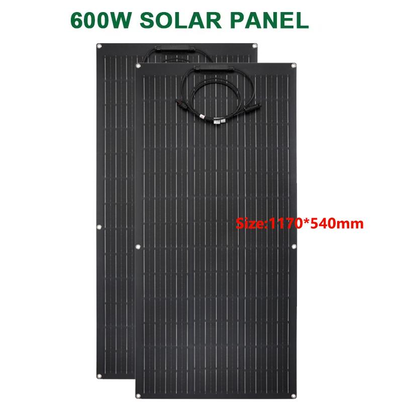 600W Solar Panel Kit Complete 18V Flexible Monocrystalline Solar Cell 12V Battery Charger System for Home Car Boat RV Camper