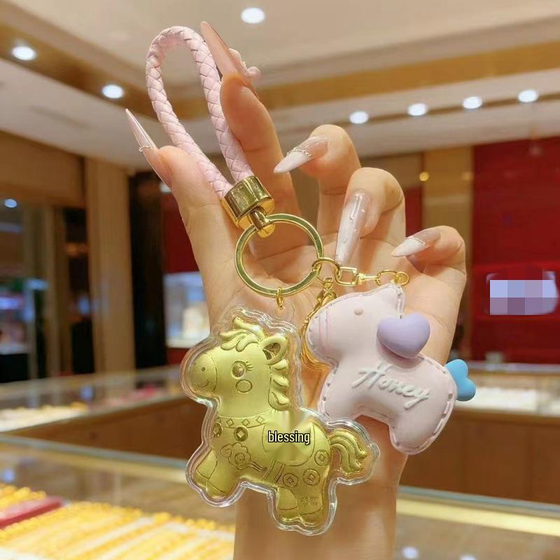 Брелок и подвеска для телефона из чистого золота 999 пробы, Год Лошади