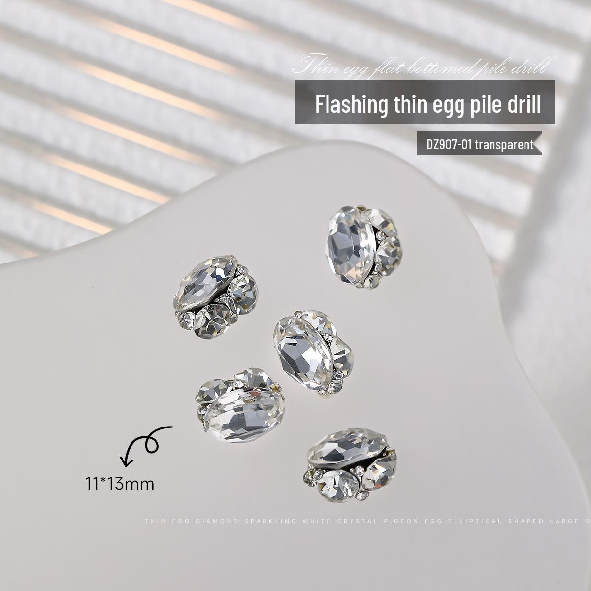 

Nail Art 3D Crystal Diamond Ornaments: White/Pink Transparent, Pointed Design