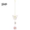 Glittering Window Hanging Butterfly Faux Crystals Suncatcher with Hook, Sun Catcher for Windows, Sparkling Wind Garden Suncatchers Chimes Chain, Prism