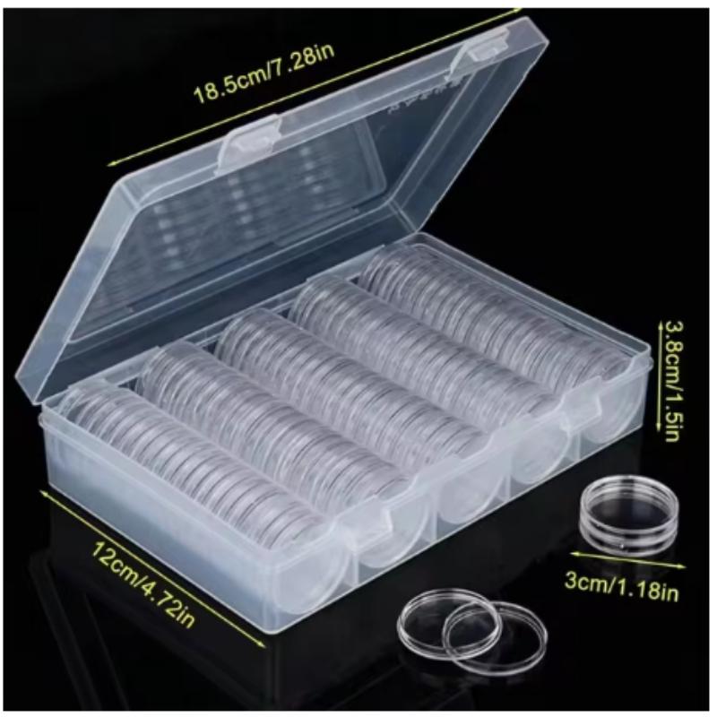 100Pcs 27mm/30mm Transparent Coin Cases Coins Storage Capsules Protection Box Container Holder Coin Collecting Box Case Collect