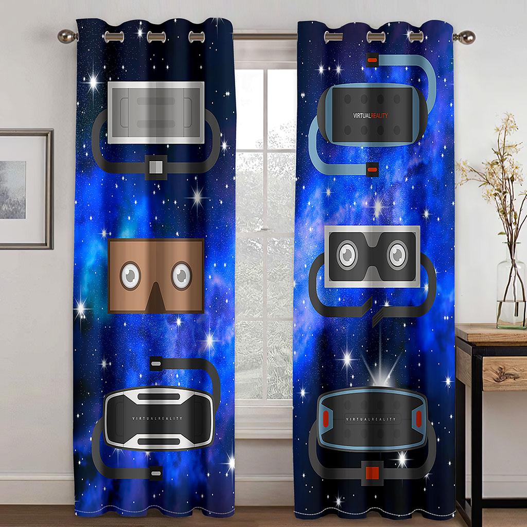 

2 шт. Геймерский контроллер геймпад оконные шторы шторы для гостиной мальчиков спальня игровая комната домашний декор дверь игра видеоигра 2x60Wx50H(CM)&Grommet Top