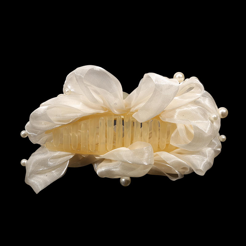 Damen Elegant Groß Chiffon Seide Haarspangen Perle Netz Blase Haarspangen für Dickes Dünnes Haar