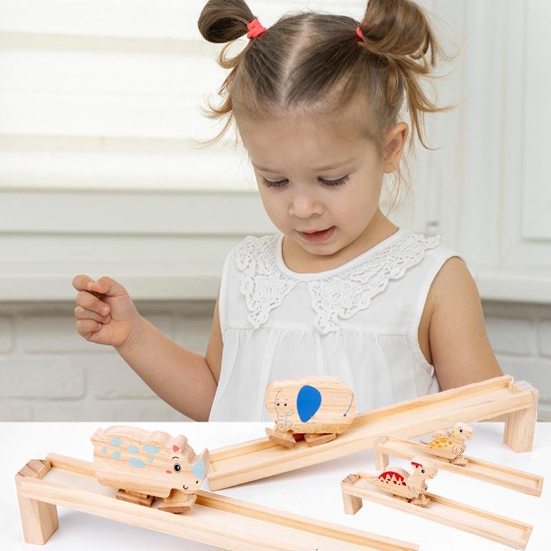 Wooden Dinosaur Ramp Toy For Kids' Concentration Development Non-electric Diy Colorful Packaging