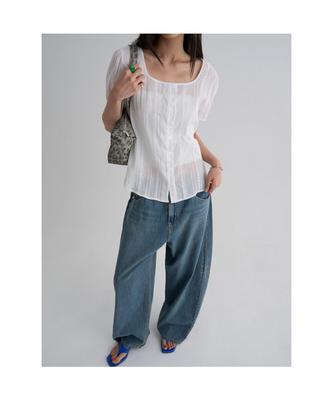 Lace Square Neck Blouse White