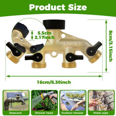 2/3/4Way Tap Water Distributor Heavy Duty Brass Garden Hose Splitter 3/4 Inch Water Connection Distributor for Home,Yard/Washin