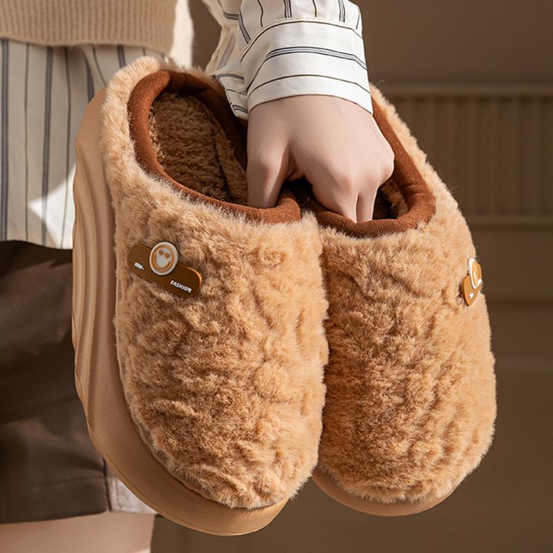 2025 Thick Sole Fluffy Slippers Women Comfy Warm Soft Sole Indoor Cotton Slippers Woman Winter Anti Slip Platform Slides Woman