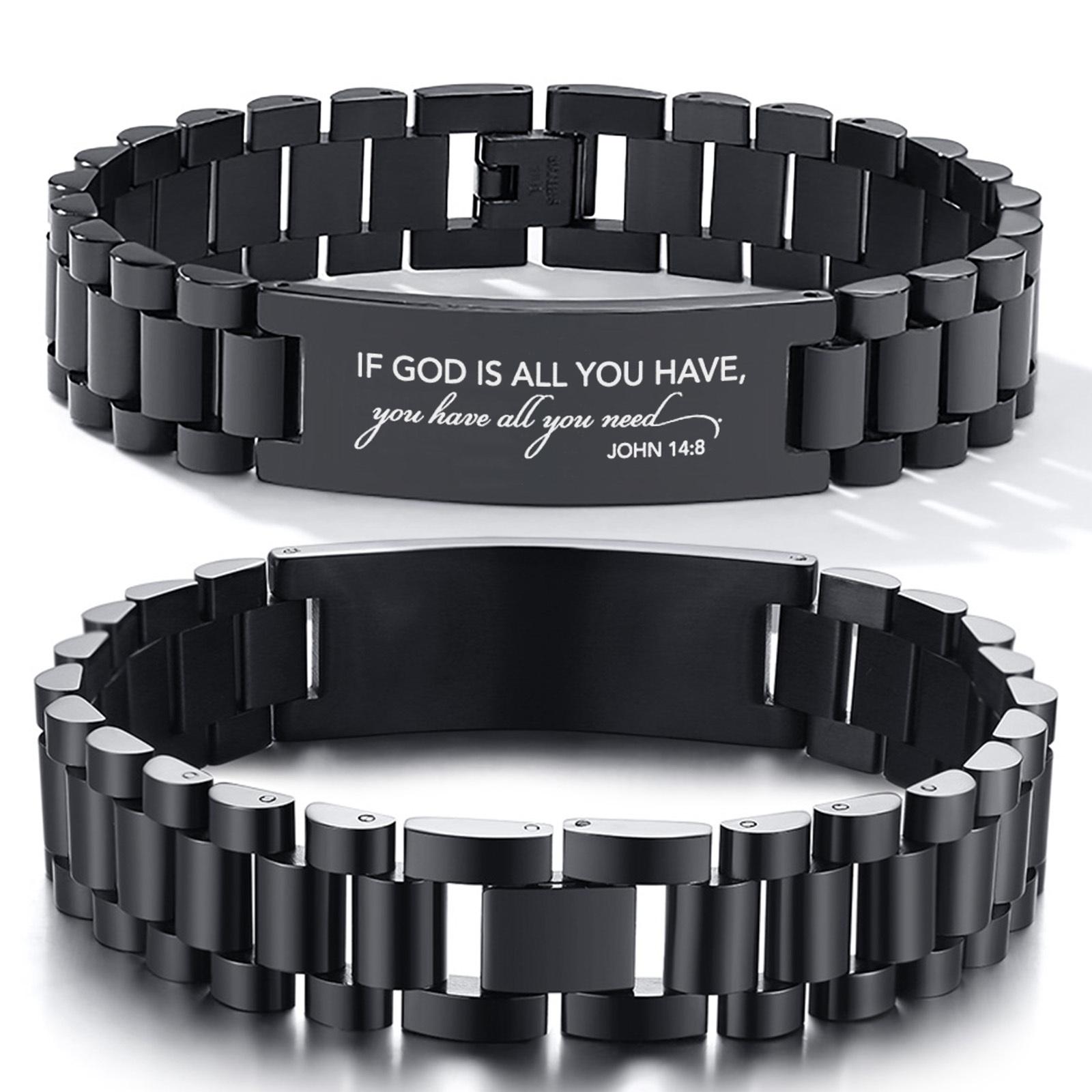 Vnox Assorted Bible Verse Bracelets for Men,Engraved Religious Scripture Quote Wristband,Faith Prayer Christian ID Bracelet Gift