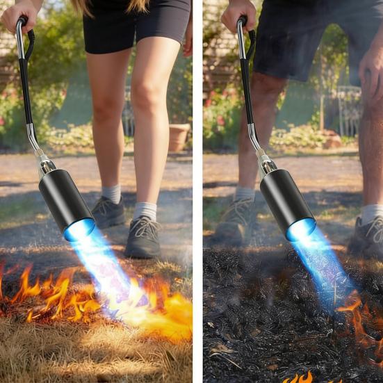 Propane Torch Weed Burner Kit High Output Long Short Mode Propane Torch Self Igniter Turbo Trigger Flamethrower with 10FT Hose for Weeding Melting