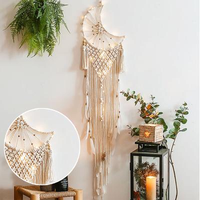 Mond Makramee Wandbehang Wandteppich Boho Wanddekoration Makramee Deko Pared Handarbeit Kinder Mädchen Zimmer Dekoration Geschenk