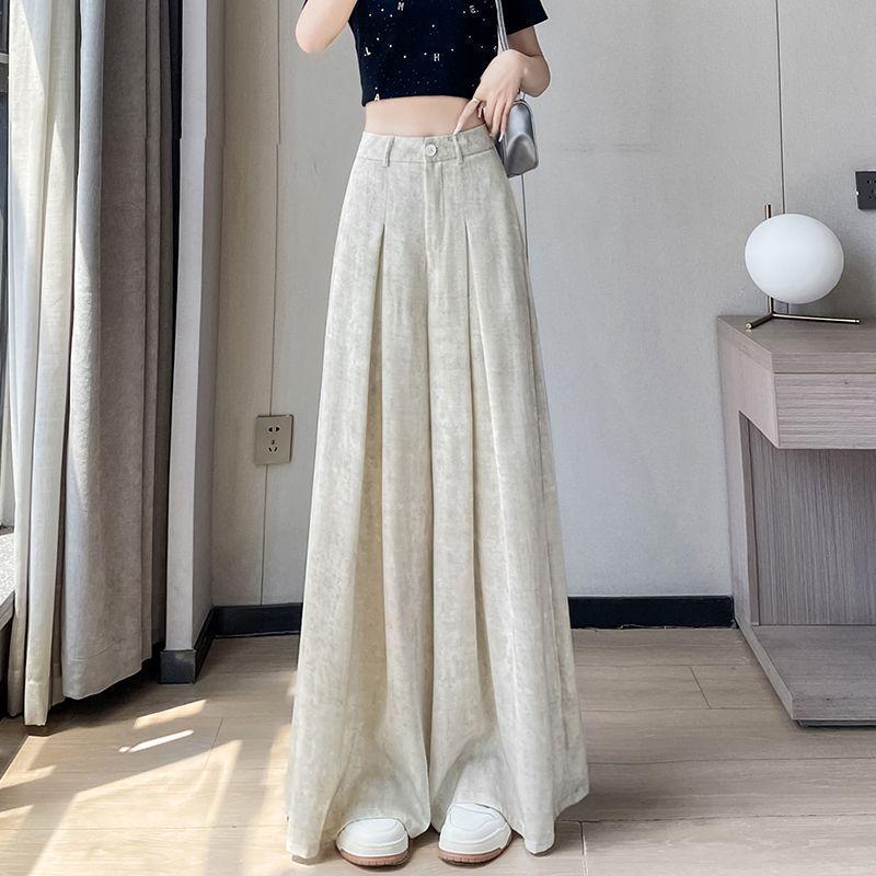 Women's Summer High-Waisted Tie-Dye Wide-Leg Floor-Length Trousers - Casual, Elegant, Thin Fabric