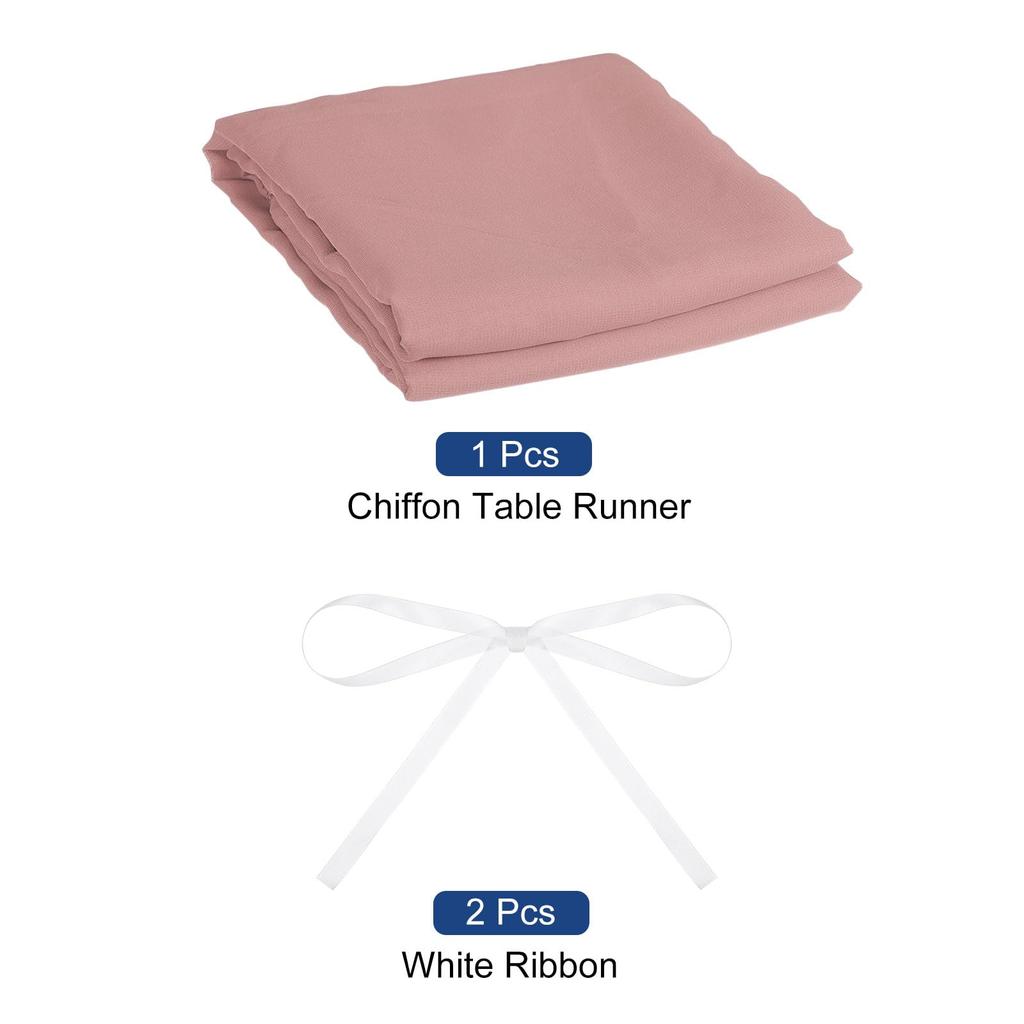uxcell Chiffon Table Runner 3M 72 x 305 cm Rustic Gauze Tablecloth Sheer Wedding Table Runner for Wedding Bridal Party Table Decoration Dusty Rose