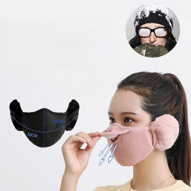 Winter Warm Mask Outdoor Windproof Skiing Cycling Face Mask Ear Protection Scarf Nose Open Breathable Face Cover Neck Warmer